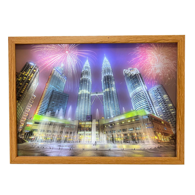 Petronas Twin Towers Light Painting Under Fireworks Table Lamp