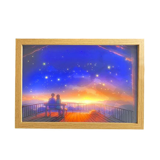Couples in the Starry Dusk Light Painting Art Night Light Table Lamp