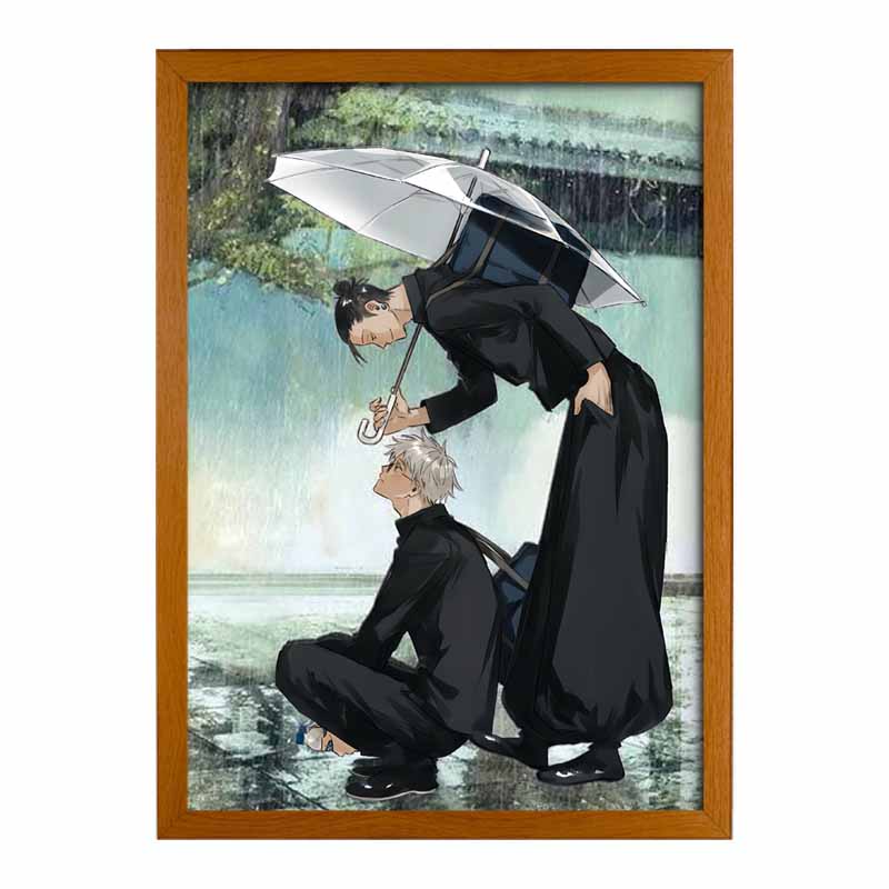 "Jujutsu Kaisen" Rainy Umbrella Scene: Geto & Gojo LED Light Painting Artwork Night Light