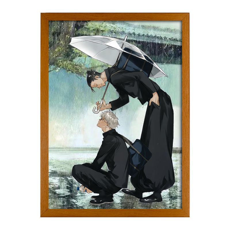 "Jujutsu Kaisen" Rainy Umbrella Scene: Geto & Gojo LED Light Painting Artwork Night Light